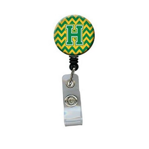 Carolines Treasures Letter H Chevron Green and Gold Retractable Badge Reel CJ1059-HBR